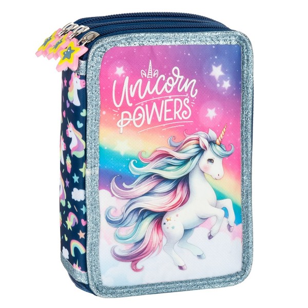 Einhorn 3 Fach Federtasche GefüLlt FedermäPpchen Federmappe Unicorn-image