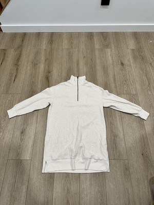 NWT Faherty Legend Quarter Zip Dress Sweater Off White Size Small Minimal Soft