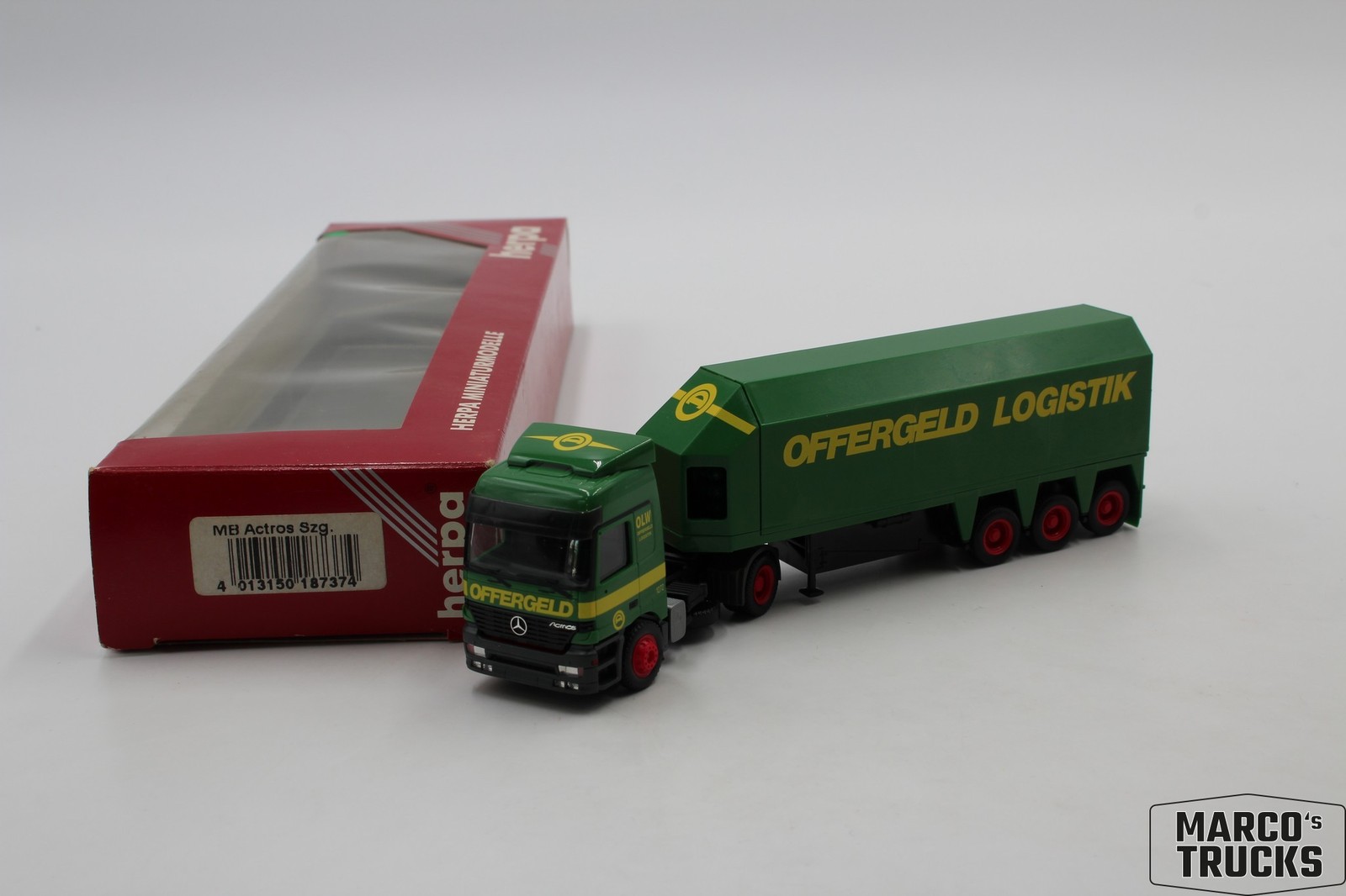 Herpa MB Actros MP1 Innenlader OFFERGELD LOGISTIK Nr. 187374 1:87 /H28588