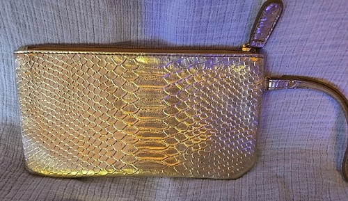 Sharif Handgelenktasche goldschimmernd 9" x 5" Reißverschluss leichte Designer Clutch - Bild 5 von 7
