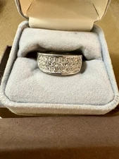 Silpada 51405 Sterling Silver Channel Set Cubic Zirconia Ring Wide Band Size 8