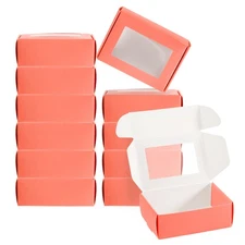 3.3x2.4x1.2" Paper Soap Box with Window, 20 Pack Soap Boxes Rectangle, Pink