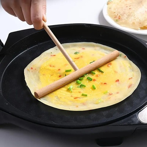 4-teiliges Deluxe Pfannkuchen Werkzeug Set Ergonomischer Holzrechen Standard, Primärfarben - Bild 3 von 9