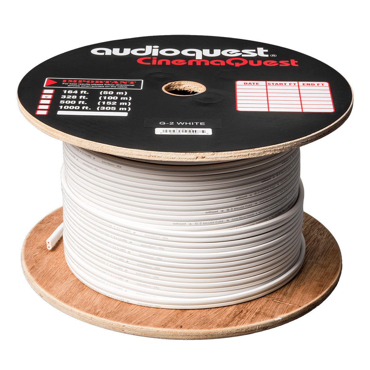 Кабель для объемной акустической системы AudioQuest G2 15 AWG - белый 50 футов 19490₽