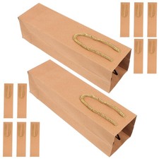 12 Pcs Kraft Paper Bags With Handle Wine Bottle Gift Bags 9.5 x 9 x 35 cm