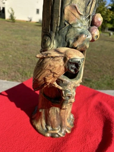 Vintage Weller Pottery Woodcraft Owl in Tree Floor Vase
