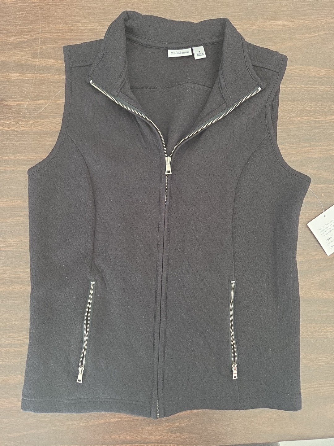 Croft & Barrow Women’s Quilted Vest Black Size S Full Zip Pockets NWT $44