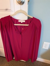 LOFT Womens Blouse Fuchsia Long Sleeve XL