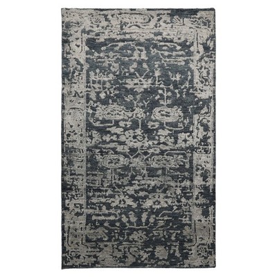 3x5 Hand Knotted LoomBloom Wool & Silk Blue Tibetan Contemporary Rug