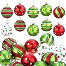 12 Pieces Christmas Ball Ornaments for Tree, 2.4 Inch Red and Green Glittering H