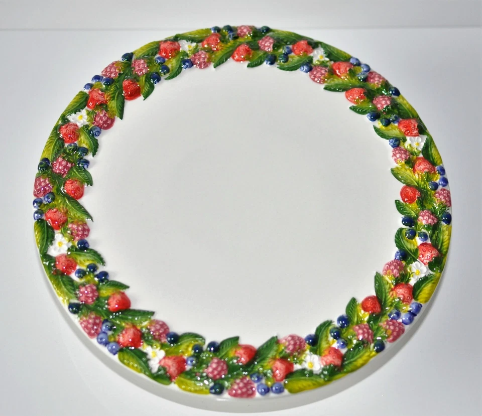 BASSANO KERAMIK Tortenplatte auf Fuß 30 cm FRUTTINI Beeren MEDITERRANES GESCHIRR - Bild 2 von 4