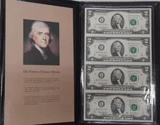 Sheet of 4 Series 2003-A $2 FRN's SF Dist. Cabral/Snow Fr. 1939-L CU in Folder