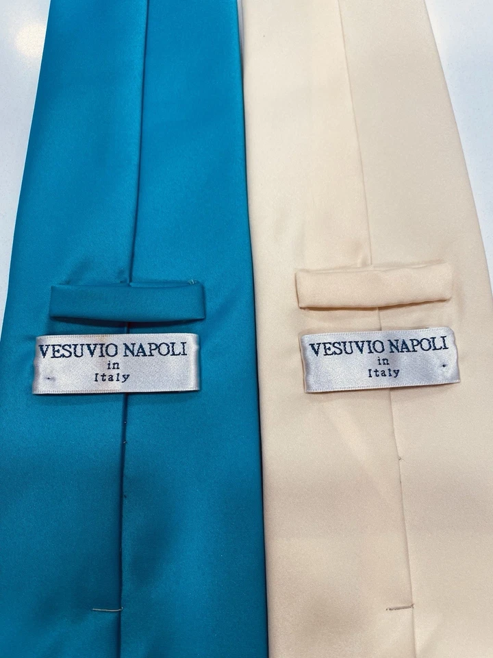 Juego de dos lazos Vesuvio Napoli en Italia azul cian y marfil/crema estándar 4 pulgadas Foto 4 de 4