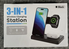 3-in-1 Wireless Charging Station Black for iPhone Apple Watch AirPods Foldable