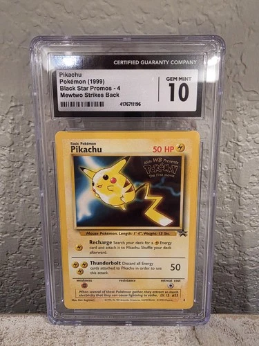 1999 Pokemon Pikachu Promo #4 Black Star CGC 10 Gem Mint Movie Mewtwo Strikes...