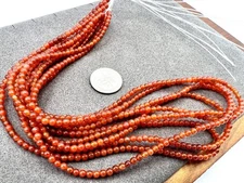 5 Strands 16” Each 3mm Round Orange Carnelian Beads Jewelry Making Vintage Lot