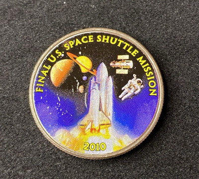 Colorized Kennedy Half Dollar Final U.S. Space Shuttle Mission Free Shipping