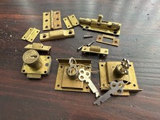 Vintage Brass Mount Cabinet Hardware Locks Keys Hinges Lot Germany