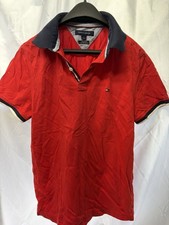 Tommy Hilfiger Men's Red Custom Fit Polo Shirt Size M Short Sleeve A13