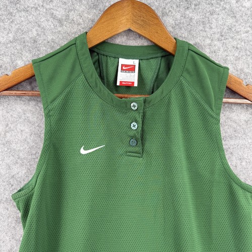 Nike Tank Top Youth Large 10-12 Green Team Jersey Henley Sleeveless Fit Dry