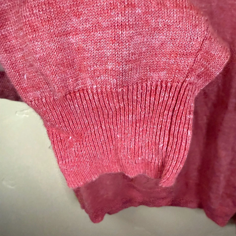 Suéter J.Crew Mujer Talla Mediana Rosa Lino Mezcla Algodón Manga Larga Clásico Foto 3 de 4
