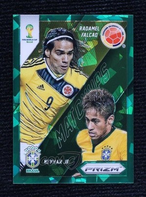 2014 Prizm World Cup Matchups Green Crystal 18/25 Neymar Jr Radamel Falcao 0m1
