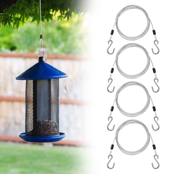 4Er-Set VogelfutterhäNger 78.74 Zoll FüR Baum, Silber-image