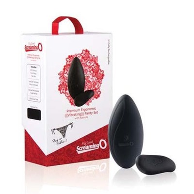 Screaming O Premium Ergonomic Remote Panty Set Black Vibrating Panties Toy