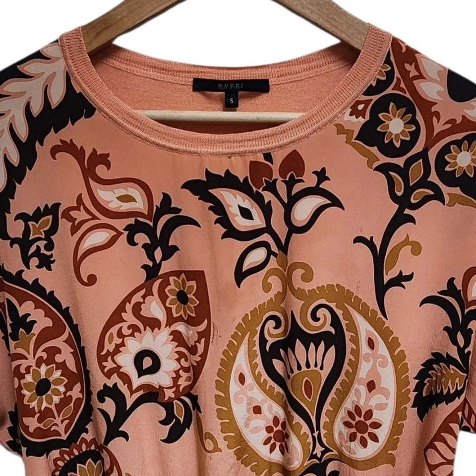 Top tejido Gucci para mujer talla S cachemir seda cachemir lana salmón negro Italia lujo Foto 3 de 4