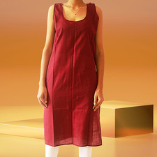 Women Cotton Full Length Inner Slip Long Camisole Side Slit S-3XL Dress