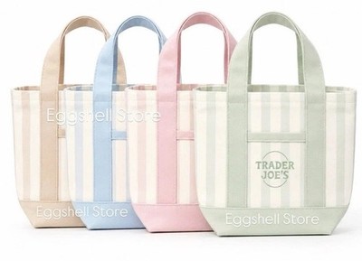 Trader Joe s Mini Pastel Stripe Canvas Tote Bag Limited Edition Set Of 4