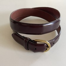 Coach Polished Cowhide Brass Buckle Burgundy Belt 34"/85cm Vintage Style 39211