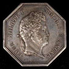 1819 Jeton Louis Philippe I Compagnie d’assurance Phénix Silver Octagon Jeton