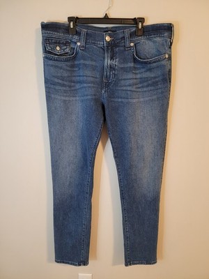 True Religion Mens Jeans Blue Rocco Relaxed Skinny Denim Stretch Medium Wash 38
