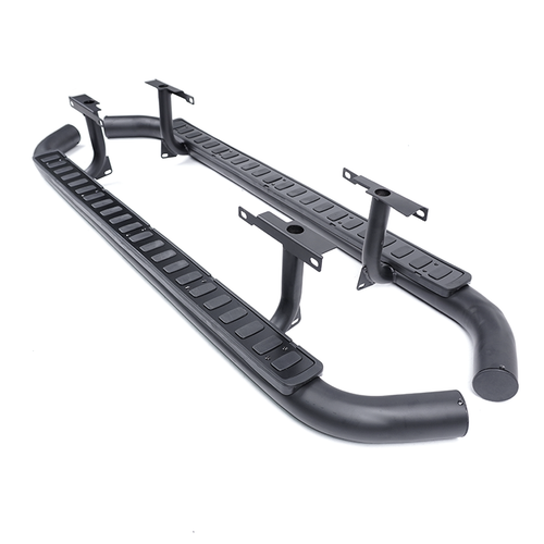 Side Steps For Land Rover Defender 110 Tubular All Black Fire & Ice Style 2003+ - Picture 5 of 18
