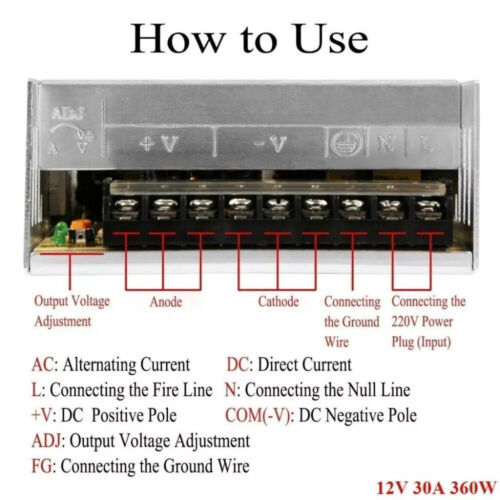 Voltage Transformer Switch AC 100-240V to DC 12V 30A 360W Power Supply Converter - Picture 16 of 20