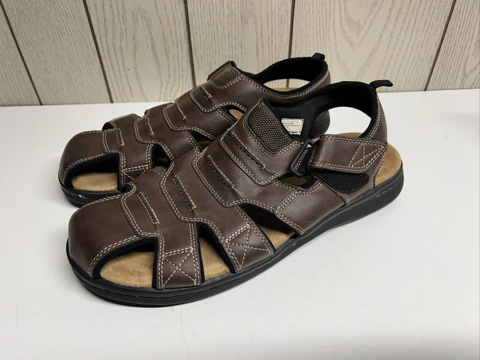 Dockers Searose Mens Brown Fisherman Sandals Sz 13M Comfort Memory Foam