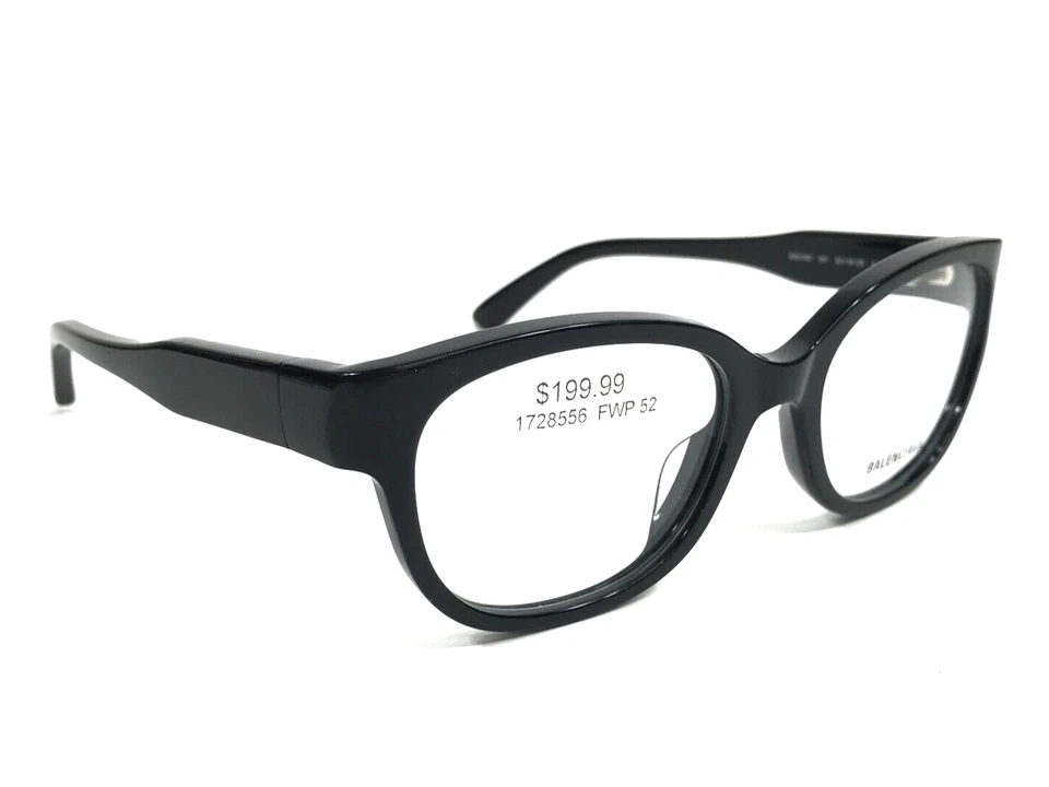 Armações de óculos Balenciaga BB0214O 001 preto brilhante quadrado aro completo 52-18-135 - Imagem 2 de 4