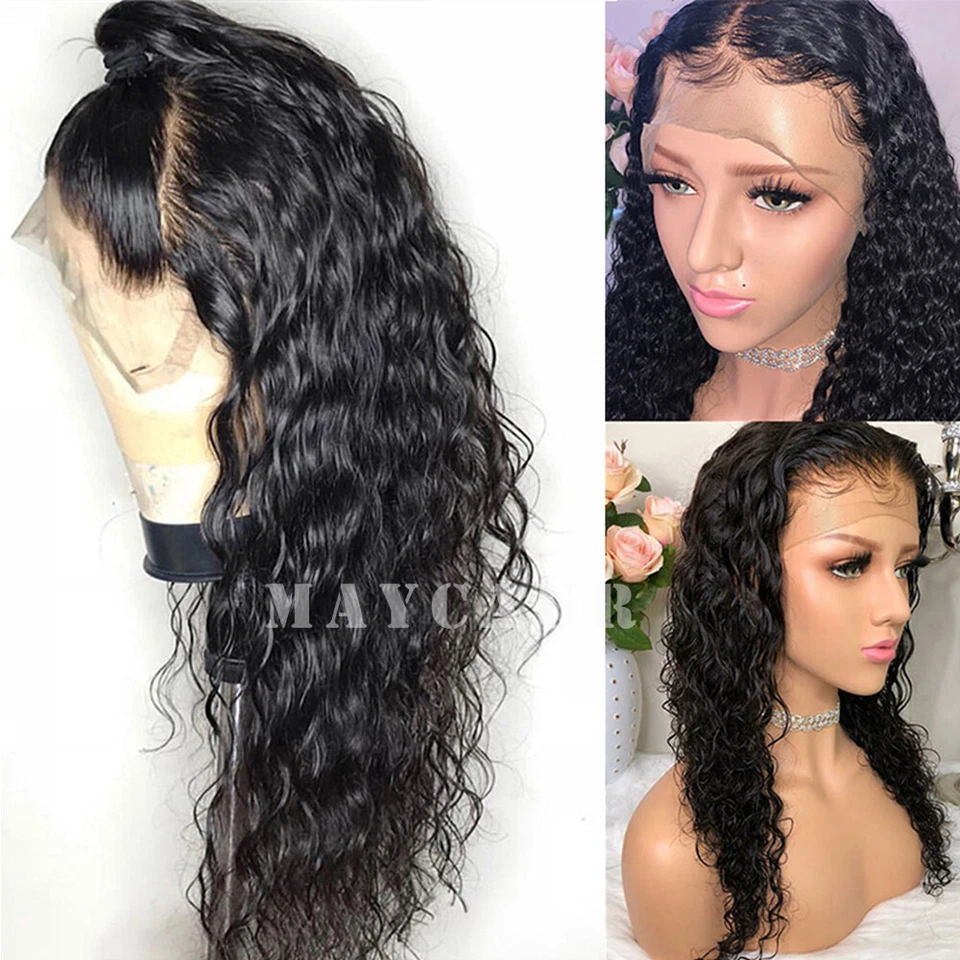 Peluca Brasileña Alta Densidad Encaje Frontal Sintético Suelta Onda Rizada Pelo Largo Negro Foto 3 de 4