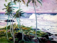 Sea Waves Shore Palm Accent Tile Mural Kitchen Bathroom Wall Backsplash Ceramic