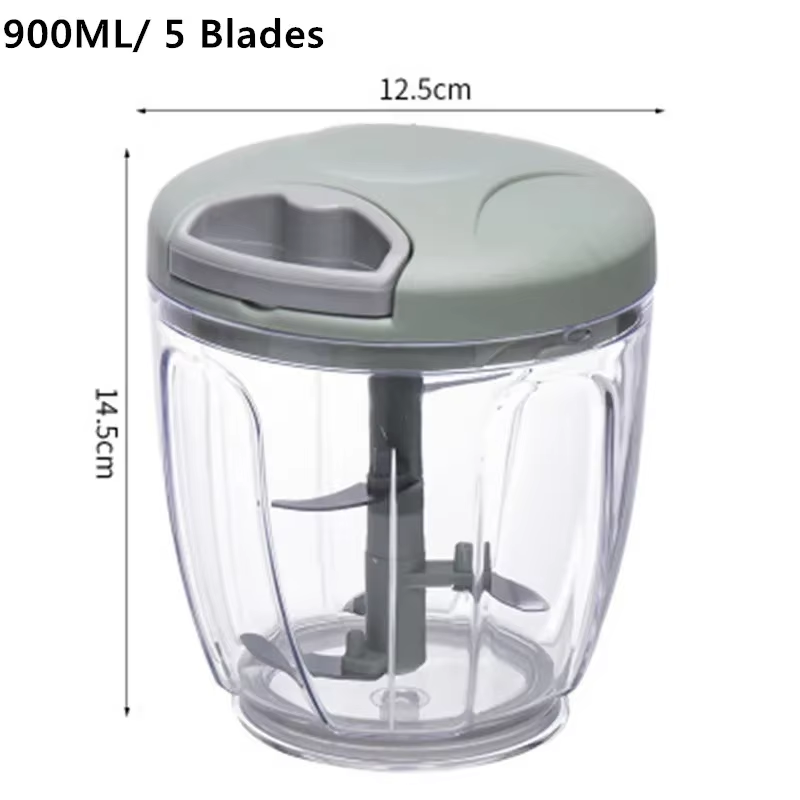500/900ML Manual Meat Mincer Garlic Chopper Hand Pull Press Crusher Vegetable Gr-image
