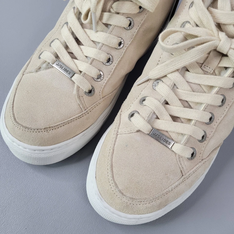 Tenis para mujer J/SLIDES Leslie ribete de piel de oveja gamuza parte superior media talla 7  Foto 4 de 4