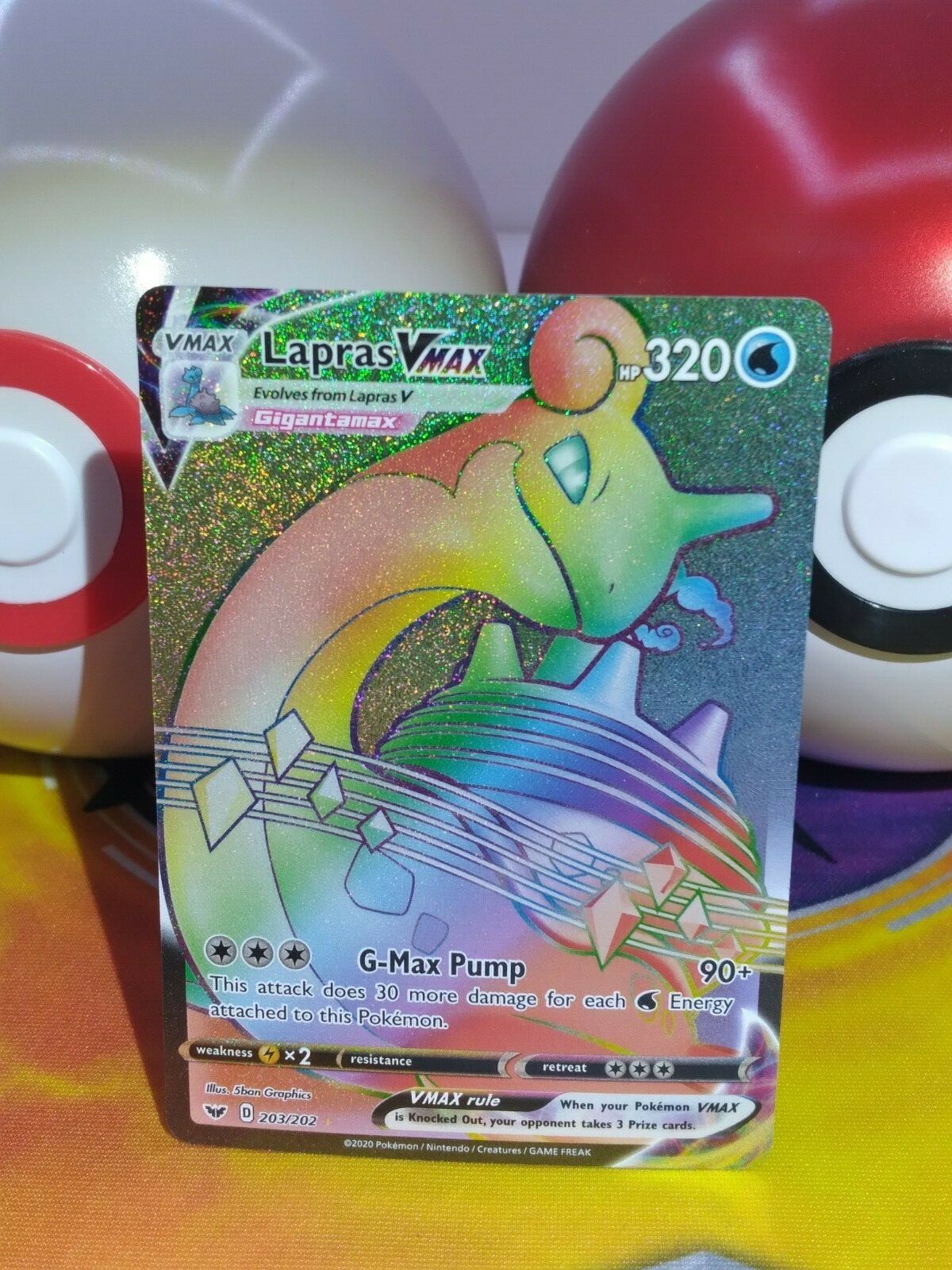 Pokémon TCG Lapras VMAX Sword & Shield Base Set 203/202 Holo Secret Rare