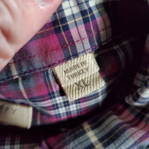 Burberry Brit Shirt Mens Extra Large Purple Button Up Plaid Slim Casual Burgundy - Picture 9 of 16