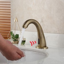 Arc Bathroom Basin Sink Touchless Mixer Infrared Sensor Faucet Antique Brass Tap