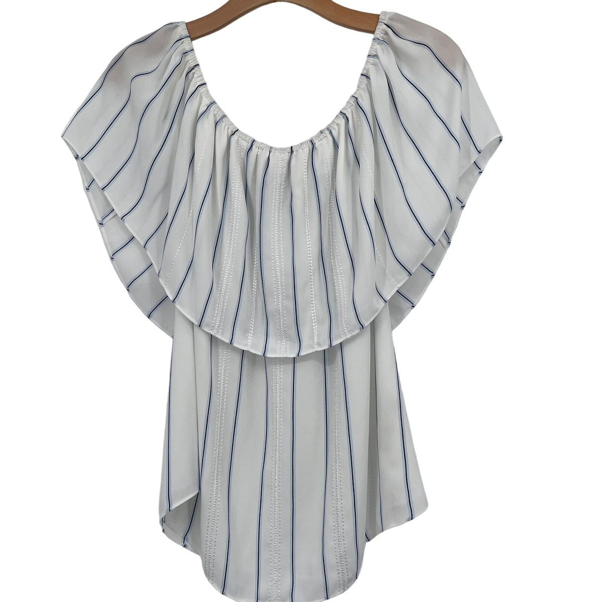 White House Black market woman's Maya striped off the shoulder blouse size  XS