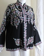 Wani Designer L Xl Fine Wool Persian Indian Floral Embroidered Art-wear Jacket