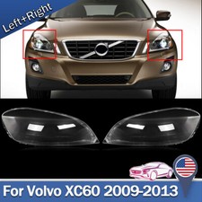 1Pair Clear Headlight Lamp Lens Covers Replacement For Volvo XC60 2009-2013 L+R