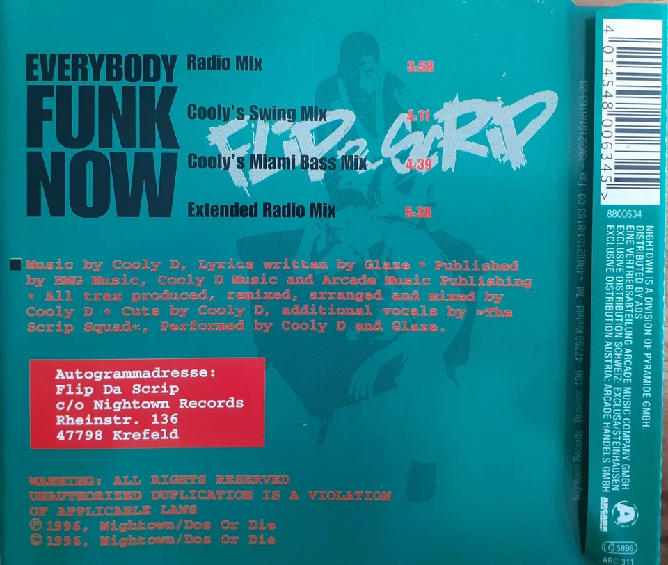 Flip da Scrip - Everybody funk now - 1996 - 4 Tracks - Maxi CD - Bild 2 von 2