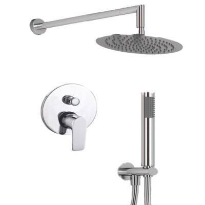 Duschset Oval 1 komplett mit Kopfbrause Mischbatterie mit Umsteller Italien